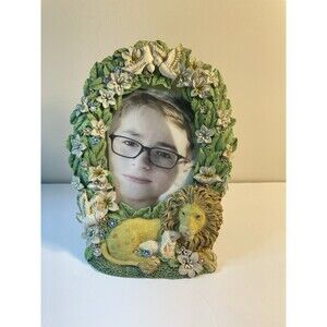 Lion Lamb Peace Love Dove Flower Framed Picture